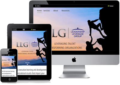 Leadership Leverage Group site on computer, phone and tablet