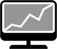 Computer screen with graph line