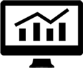 Graphic of computer screen with bar graph