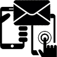 phone, texting, and email icons