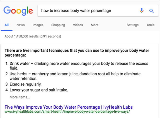 Google Clickless Search example