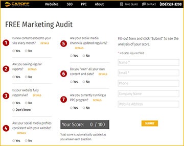 Free Marketing Audit Screenshot