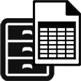 File cabinet and spreadsheet icons