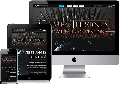 Game of Thrones website screens