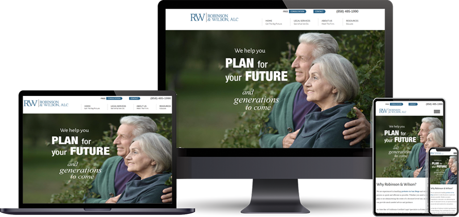 Examples of a website displayed on varying sizes of screens and devices