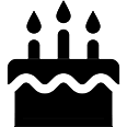 Icon of a birthday cake with candles